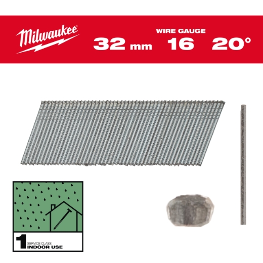 1,35 x 1,61 x 32 mm verzinkt, 20° Stauchkopf-Nägel 16 Gauge für M18CN16GA & M18FN16GA
