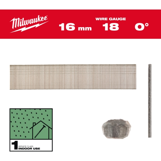 1,05 x 1,25 x 16 mm verzinkt, 0° Stauchkopf-Nägel 18 Gauge für M18FN18GS & M18CN18GS